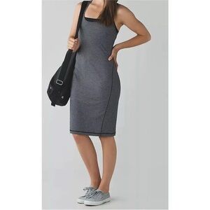 Lululemon Go For It Dress Black White Micro Stripe Sz S Tennis